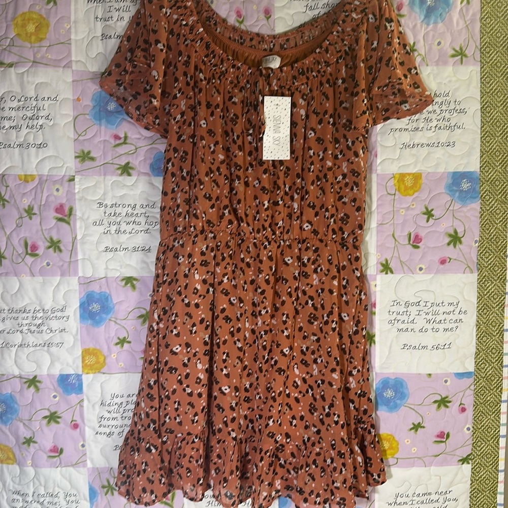 Sienna Sky boho cottage core  Floral Print Dress in Rose/Brown Sz L